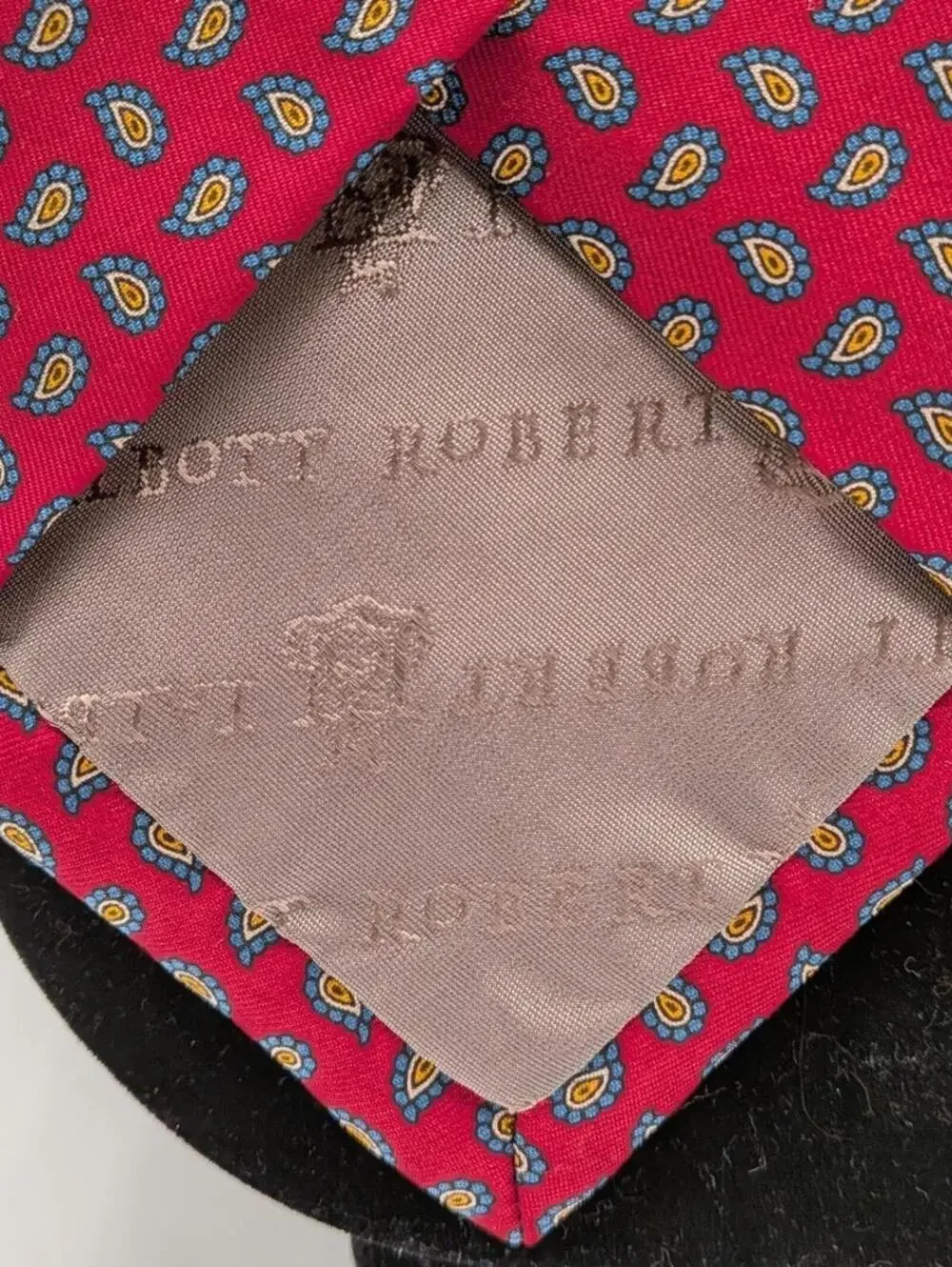 Robert Talbott Rodes Red Blue Paisley Hand Sewn USA Made 100% Silk Tie Vintage